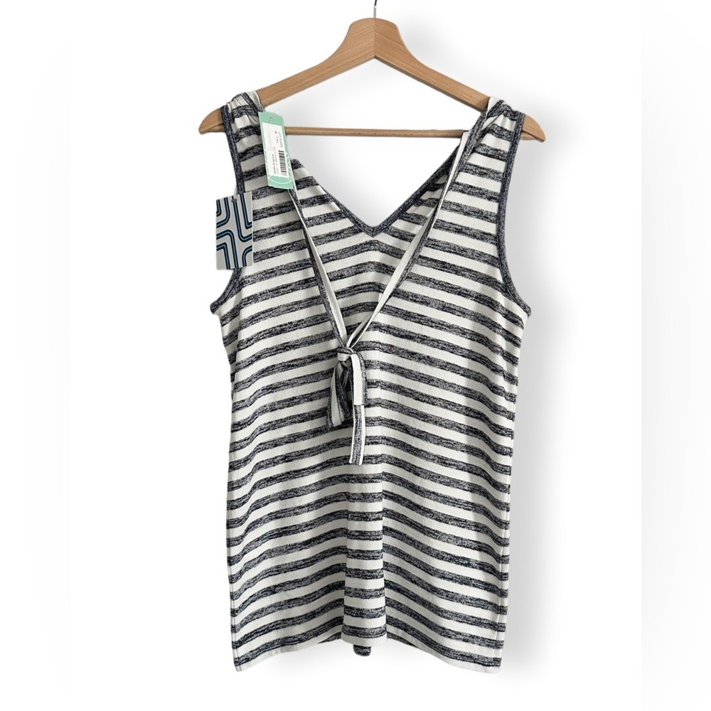 StitchFix Market & Spruce Lexxie Tie Back Knit Top blue Striped M Beach …